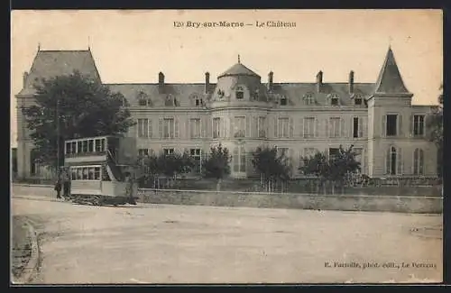 AK Bry-sur-Marne, Le Château, Strassenbahn