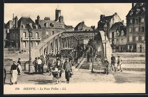 AK Dieppe, Le Pont Pollet, Strassenbahn