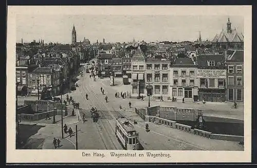 AK Den Haag, Waagenstraat en Wagenbrug, Strassenbahn