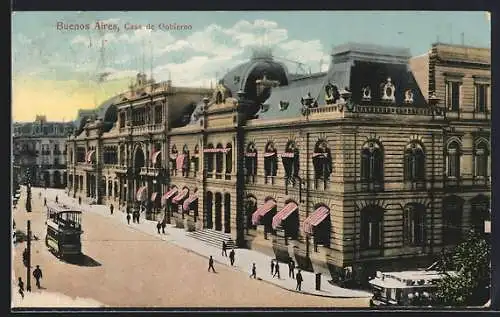 AK Buenos Aires, Casa de Gobierno, Strassenbahn