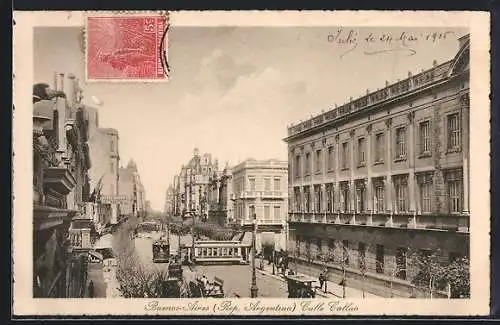 AK Buenos-Aires, Calle Callao, Strassenbahn