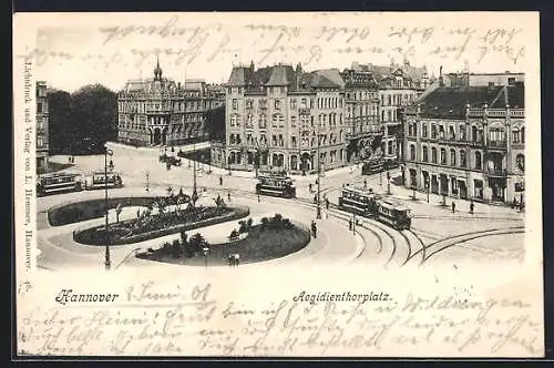 AK Hannover, Aegidienthorplatz mit Strassenbahn