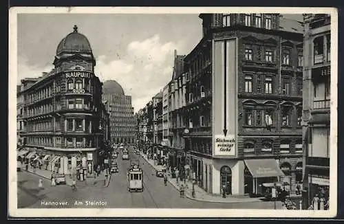 AK Hannover, Am Steintor, Strassenbahn