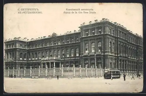 AK St.-Pétersbourg, Palais de la Gde Dsse Xénia, Strassenbahn