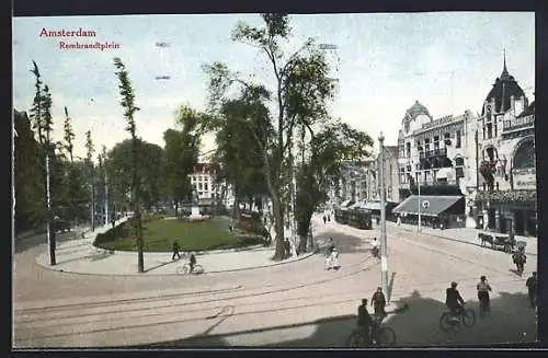 AK Amsterdam, Rembrandtplein, Strassenbahn