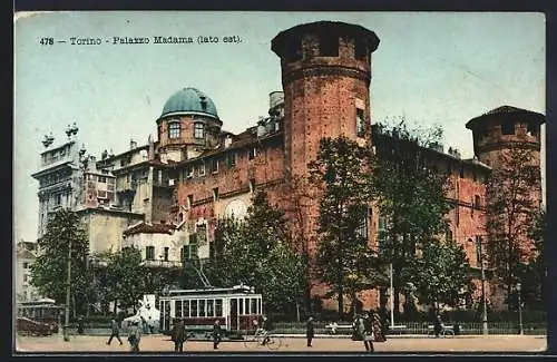 AK Torino, Palazzo Madama, Strassenbahn