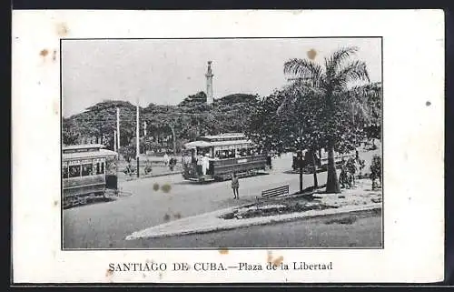 AK Santiago de Cuba, Plaza de la Libertad, Strassenbahn