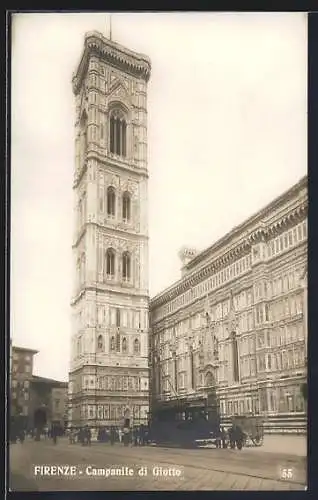 AK Firenze, Campanile di Giotto, Strassenbahn