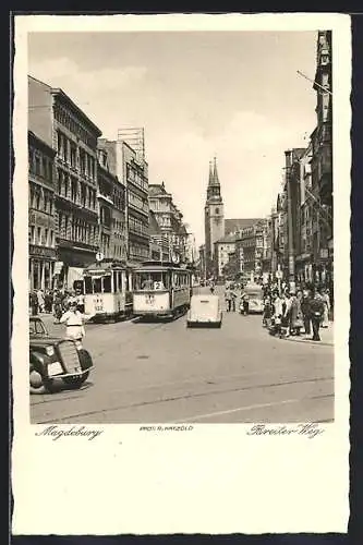 AK Magdeburg, Breiter Weg, Strassenbahn