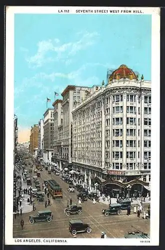 AK Los Angeles /California, Seventh Street West from Hill, Strassenbahn