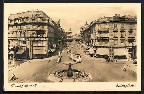 AK Frankfurt /Main, eine Strassenbahn auf dem Kaiserplatz