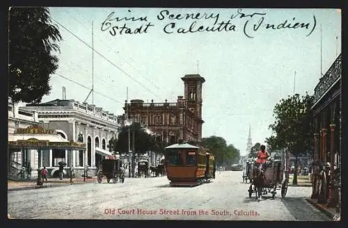 AK Calcutta, Strassenbahn auf der Old Court House Street