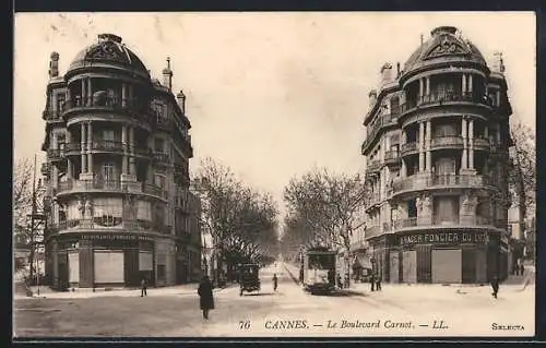 AK Cannes, Le Boulevard Carnot, Strassenbahn