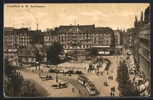 AK Frankfurt a. Main, Strassenpartie, Schillerplatz, Strassenbahn