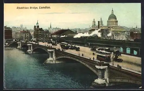 AK London, Blackfriars Bridge, Strassenbahn