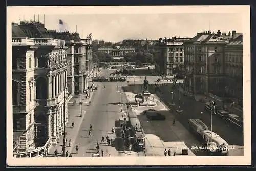 AK Wien, Schwarzenbergplatz mit Strassenbahn