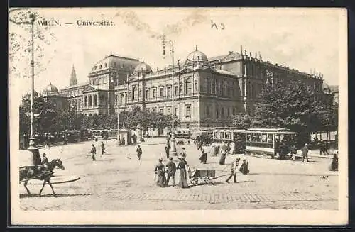 AK Wien, Strassenbahn vor der Universität