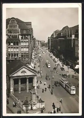 AK Hamburg, Blick in die Mönckebergstrasse, Strassenbahn