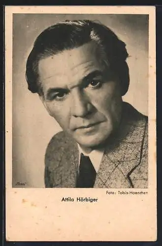 AK Schauspieler Attila Hörbiger mit strengem Blick