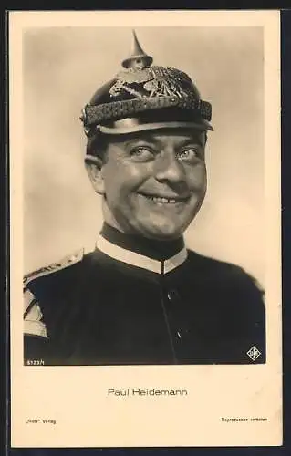 AK Schauspieler Paul Heidemann lächelnd in Uniform