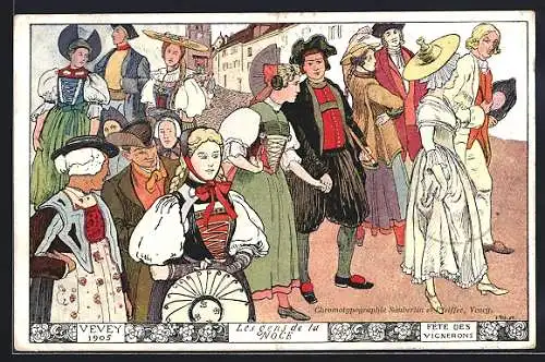 Künstler-AK Vevey, Fete des Vignerons 1905, Les gens de la noce