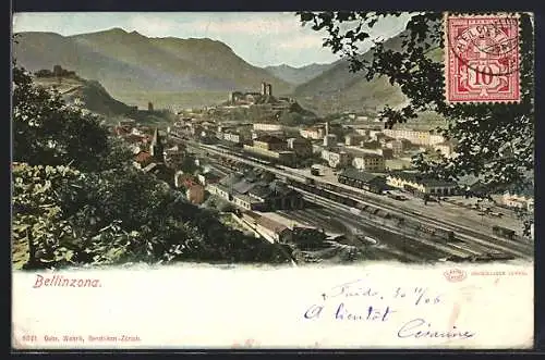 AK Bellinzona, Blick auf den Bahnhof