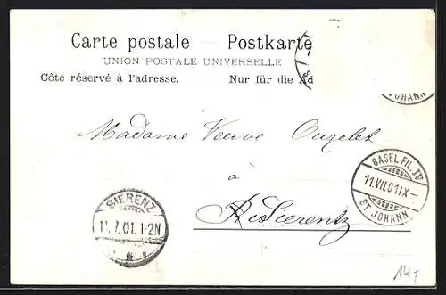 AK Basel, Einzug der Eidgenossen durch das Aeschenthor am 13. Juli 1501