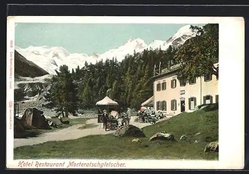 AK Morteratschgletscher, Blick zum Hotel Restaurant Morteratschgletscher