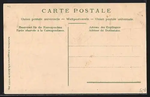 AK Lugano, Gesamtansicht am Bergsee, Schweizer Briefmarken