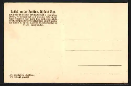 Steindruck-AK Zug, Kastell an der Seelikon