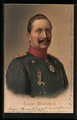 AK Kaiser Wilhelm II. in Uniform mit Orden