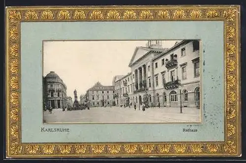 AK Karlsruhe, Rathaus und Strassenpartie