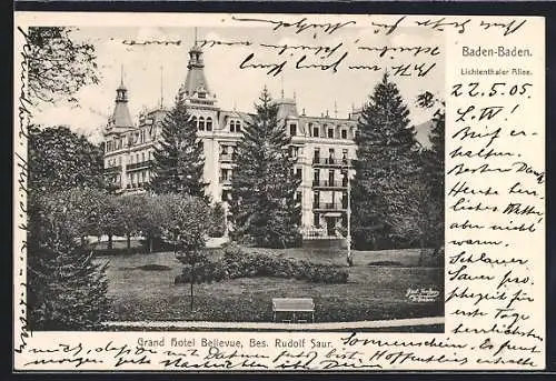 AK Baden-Baden, Grand Hotel Bellevue, Lichtenthaler Allee