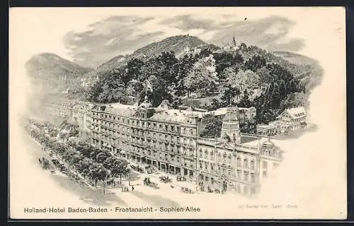 AK Baden-Baden, Holland-Hotel, Sophien-Allee aus der Vogelschau