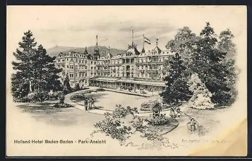 AK Baden-Baden, Holland-Hotel, Park-Ansicht