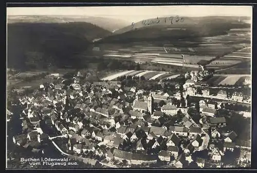 AK Buchen i. Odenwald, Ortsansicht vom Flugzeug aus