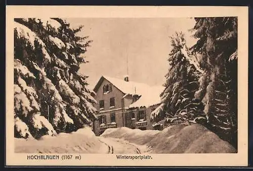 AK Hochblauen, Wintersportplatz im Schnee