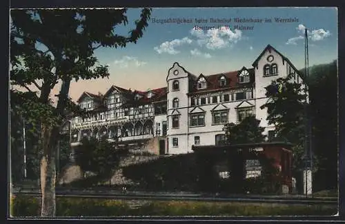 AK Niederhone, Gasthaus Bergschlösschen beim Bahnhof