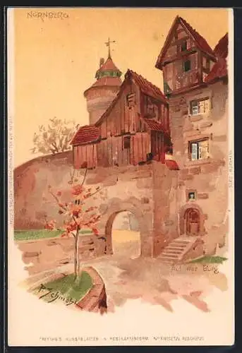 Künstler-Lithographie P. Schmohl: Nürnberg, Auf der Burg