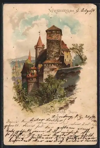 Lithographie Nürnberg, Der Fünfeckige Turm