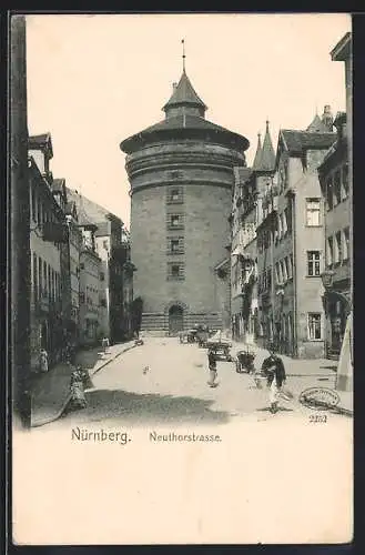 AK Nürnberg, Neuthorstrasse mit Turm