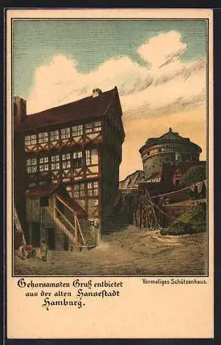 Künstler-AK Hamburg-Neustadt, am vormaligen Schützenhaus