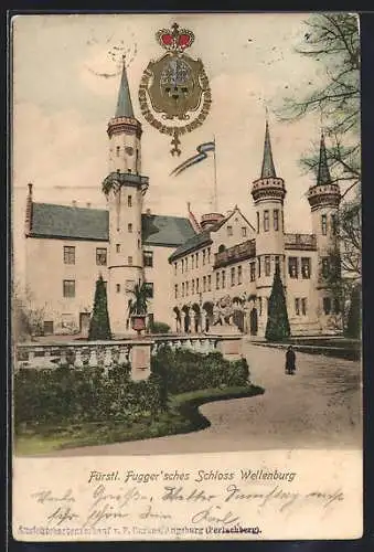 AK Wellenburg, Das Fürstl. Fugger`sche Schloss, Wappen