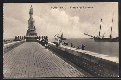 AK Port-Said, Staue of Lesseps