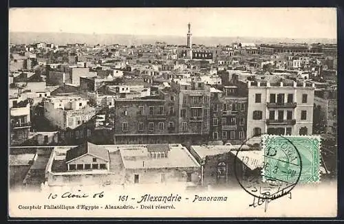 AK Alexandria, Panorama mit Minarett