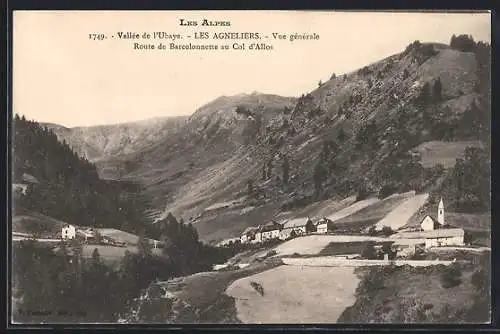 AK Les Agneliers, Vue generale, Route de Barcelonnette au Col d`Allos