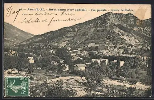 AK Annot /B.-A., Vue generale, Groupe de Chalets