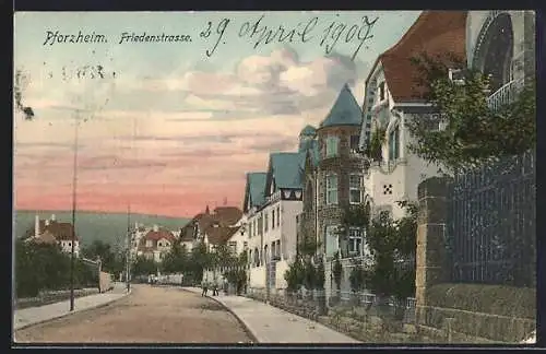 AK Pforzheim, Partie an der Friedenstrasse