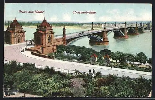 AK Mainz, Blick auf die Strassenbrücke