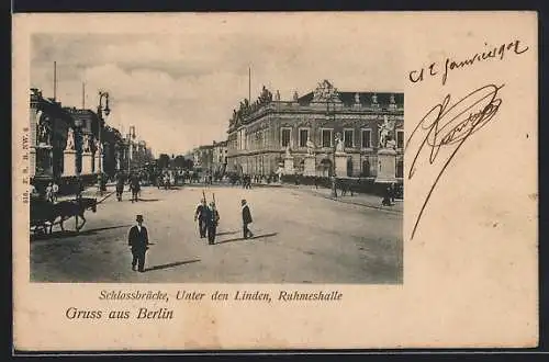 AK Berlin, Schlossbrücke, Unter den Linden, Ruhmeshalle